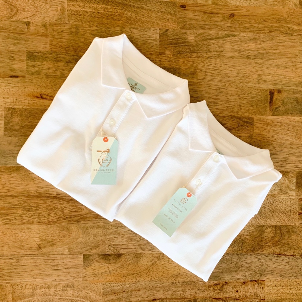 Class Club Boys White Short Sleeve Polos